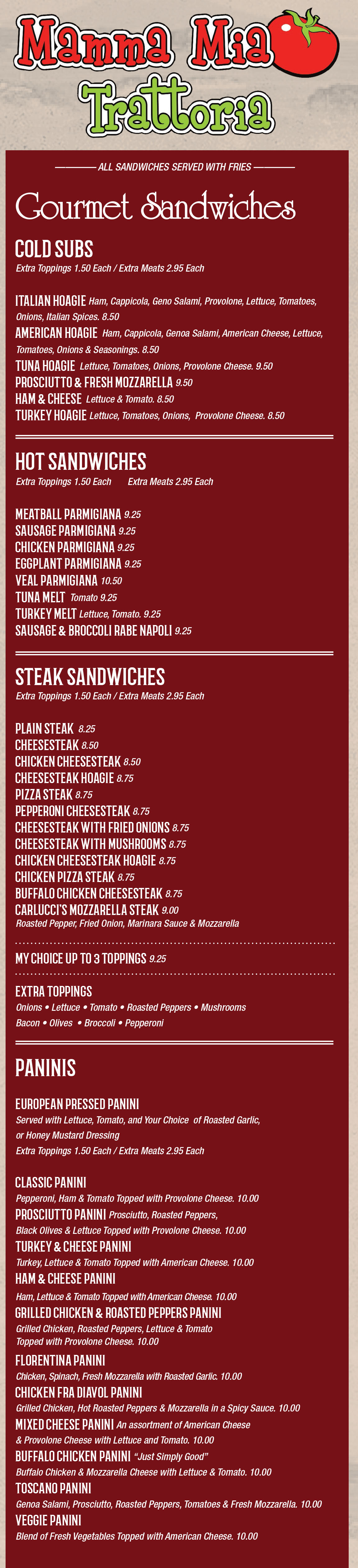 Sandwiches & Paninis 